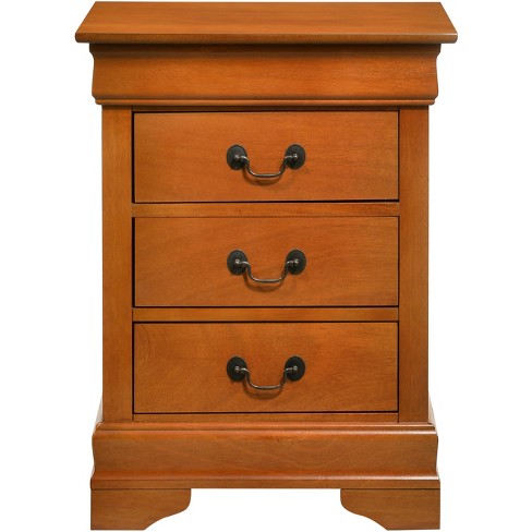 Passion Furniture Louis Philippe Cappuccino 3 Drawer Nightstand