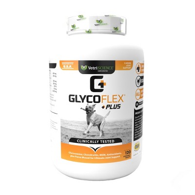 VetriScience GlycoFlex Plus Hip & Joint Support Supplement for Dogs, 120 Chewable Tablets
