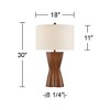 Possini Euro Design Tri 30" Tall Large Modern End Table Lamp Brown Faux Wood Finish Single Off-White Shade Living Room Bedroom Bedside Nightstand - 4 of 4
