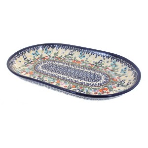 Blue Rose Polish Pottery 116 Vena Large Oval Serving Dish - 1 of 1