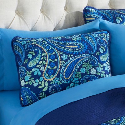 Peacock Turquoise Quilted Reversible Polyester Standard Sham