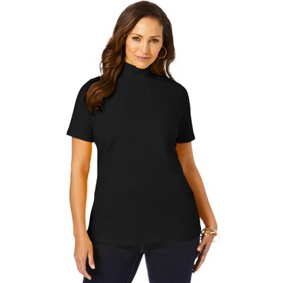 Jessica London Women's Plus Size Short Sleeve Mock Neck
