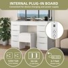 10 Drawers Vanity Desk Makeup Glass Tabletop Mirror LED Light With Stool - 4 of 4