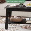 Coolmee 2 Tier Coffee Table, Rustic Wood Living Room Tables with Open Rectangular Storage Compartment, Coffee Tables for Living Room, Home Office - 4 of 4
