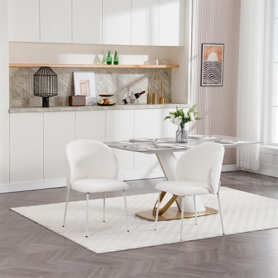 NicBex Dining Chairs Set of 2 Upholstered Chair Iron-footed Dining Chair with Adjustable Foot Pads for dining room, living room