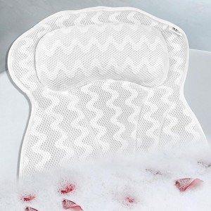 Bath Pillow for Tub with Neck and Back Support, Bathtub Pillow with 6 Strong Suction Cups and 4D Air Mesh - 1 of 4