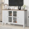 47.2" MDF Retro TV Stand with Glass Doors and 3 Cabinets, Sideboard Cabinet with Adjustable Shelves and Anti-tip Device for Living Room - 2 of 4
