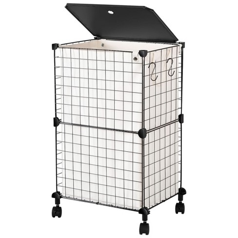 Rolling metal laundry discount basket