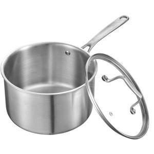 VEVOR 4 QT Saucepan, Stainless Steel Saucepan with Glass Lid, Multipurpose Nonstick Stainless Steel Small Cooking Sauce Pot, Silver - 1 of 4