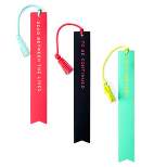 Dabney Lee Bookmarks - Set of 3 Faux Leather Tassel Bookmarks with Sayings