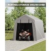 Heavy-Duty Portable Carport with Roll-Up Zipper Door, Waterproof Garage Storage Shed for Motorcycles, Bikes, Firewood and Outdoor Tools - 2 of 4