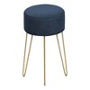 Alilang 13.75 inch Round Upholstered Accent Stool with Gold Hairpin Legs-Blue - 2 of 4