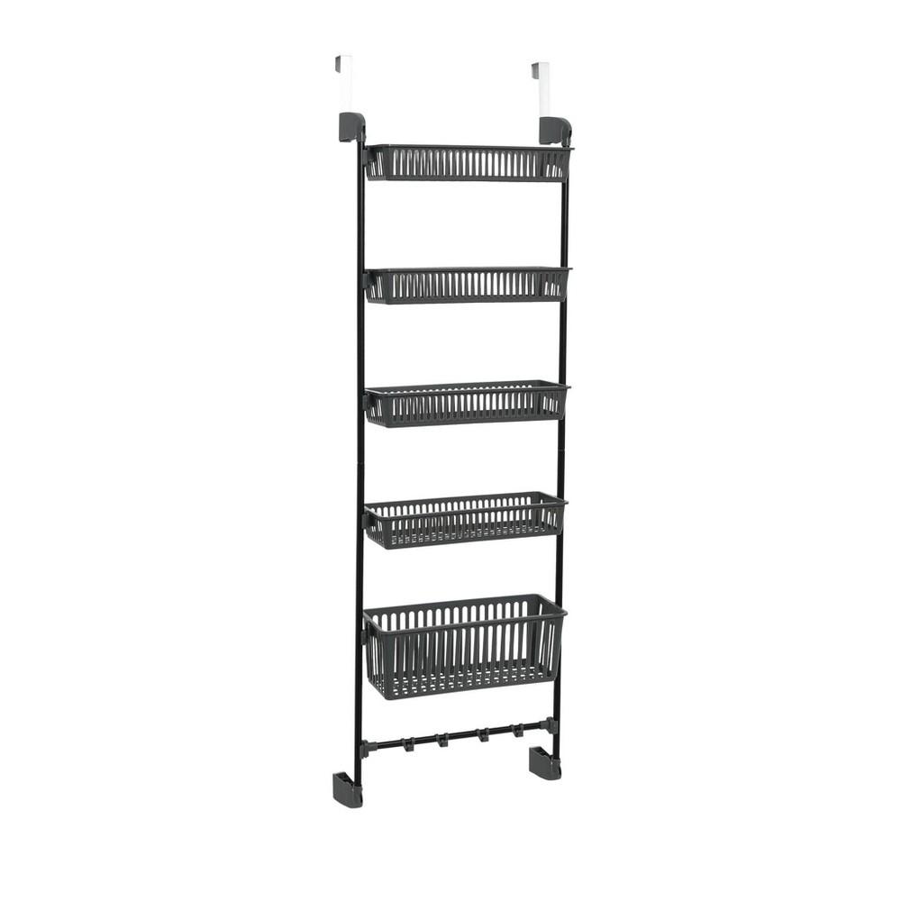 Household Essentials Over the Door Storage Rack Gray/Black