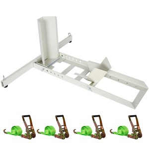Motorcycle Front Tire Chock, 1800 Lbs Capacity Adjustable Heavy Duty Plated Steel Tire Stand Chocks With 4 Sets Tie Downs, For 15"-22" Wheels - 1 of 4