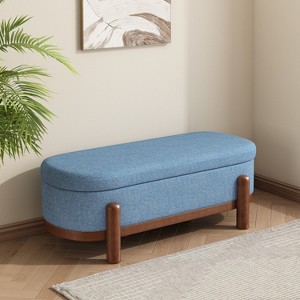 Christopher Knight Home Leroy Modern Upholstered Storage Oval Ottoman with Solid Wood Legs - 1 of 4