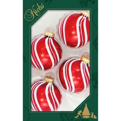 Christmas by Krebs 4ct Red and White Swirl Shiny Christmas Ball Ornaments 2.5" (67mm)