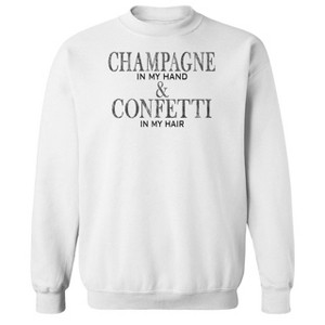 Rerun Island Men's Champagne In My Hand Long Sleeve Graphic Cotton Sweatshirt - 1 of 1