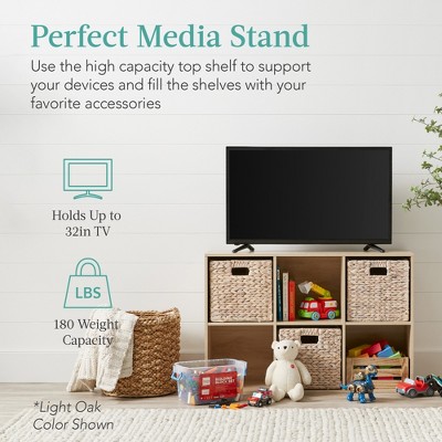 Light Oak 6-Cube Storage Organizer with Laminated Finish