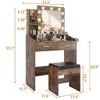 Vanity Desk with Power Outlet, Makeup Vanity with Large Mirror and LED Lights, 7 Drawers & Cushioned Stool - 2 of 4