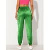 INSPIRE CHIC Women's Satin Drawstring Elastic High Waist Shiny Silky Cargo Pants - 4 of 4