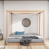 King Size Bed Frame, Modern Wooden Canopy Bed Frame with Low Base Support Legs, King Size Canopy Bed for Kids Teens, No Box Spring Needed Natural - 4 of 4