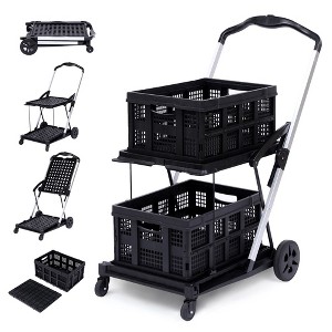 Shopping Supermarket Cart, Mobile Folding Grocery Cart with 360 Rolling Swivel Wheels - 1 of 4