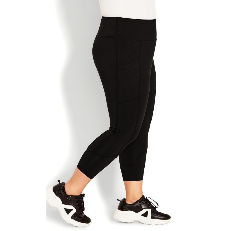 Women's Plus Size Pocket Capri Plain Legging - black | AVENUE, 5 of 8