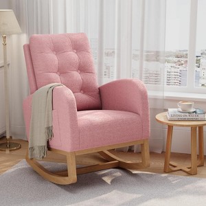 Cozy High-Back Nursery Rocking Chair, Upholstered Glider Armchair for ...