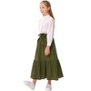 Girl's Button Midi Skirts Casual High Elastic Waist A Line Pleated Midi Chiffon Pink Skirts with Pockets - 2 of 4
