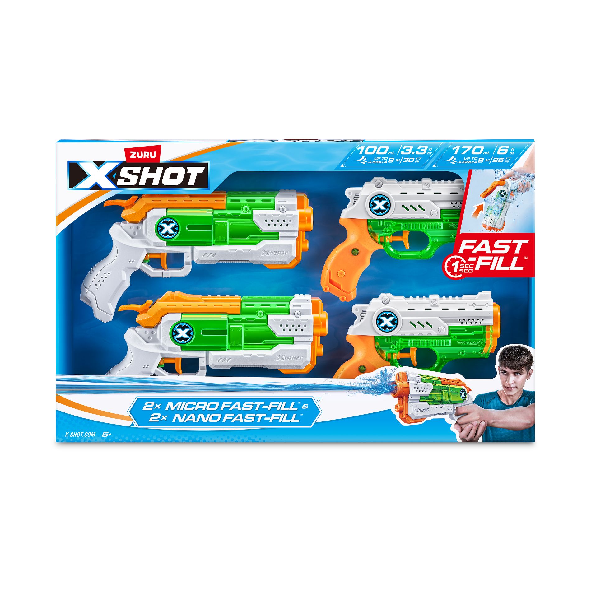 XSHOT Water Nano Fast Fill Nano & Micro Value Pack Water Blasters - 2pk