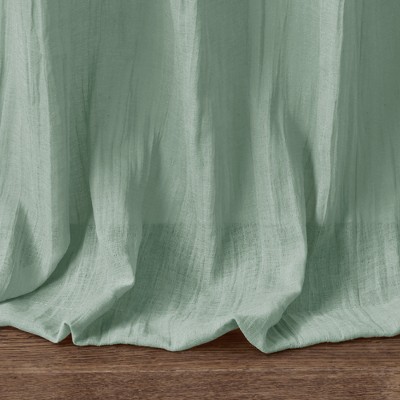 Aqua Sheer Polyester Ground Length Window Drapes, 2-Piece Set