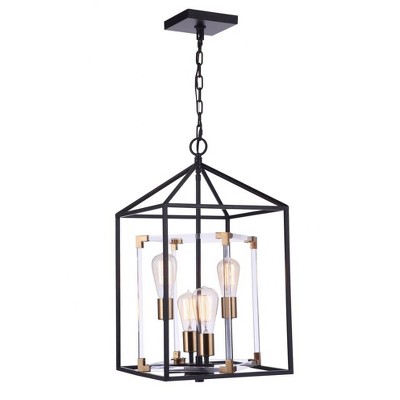 Craftmade Lighting Aaron 4 - Light Pendant in  Flat Black/Satin Brass