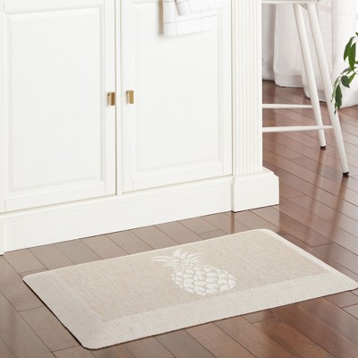 Beige Pineapple Print Anti-Fatigue Kitchen Mat