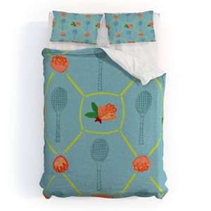 Deny Designs H Miller Ink Illustration Tennis Rackets Roses Kids' Duvet and Sham Set - 1 of 4