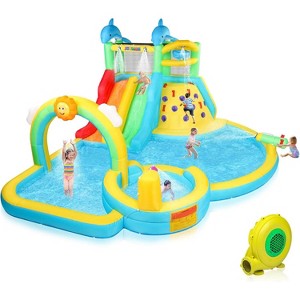JOYMOR Kids 10-in-1 Inflatable Water Slide Bounce House with Water Bucket & Climbing Wall - 1 of 4