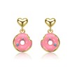 Guili 14K Gold Plated Earrings with Heart and Pink Donut Charms Add a Playful, Whimsical Touch to Any Look with Sweet and Fun Style - 2 of 2