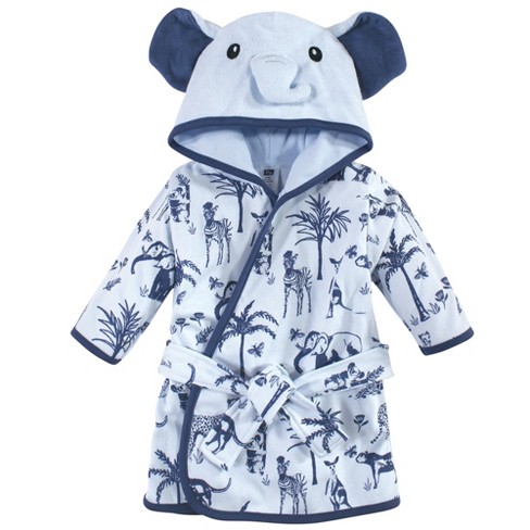 Hudson Baby Infant Boy Cotton Rich Bathrobe Blue Elephant 0 9 Months Target