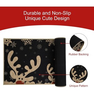 Christmas Elk Deer Indoor Floor Mat, Holiday Decorative Throw Mat, Washable Non-Slip Welcome Doormat for Bedroom Living Room Kitchen, 17x29in - 1 of 4