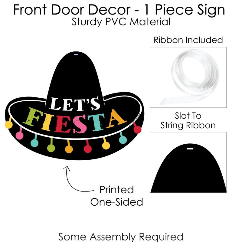 Big Dot of Happiness Let's Fiesta - Hanging Porch Fiesta Outdoor Decorations - Front Door Decor - 1 Piece Sign, 5 of 9
