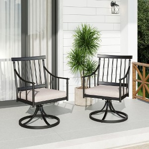 Captiva Designs Outdoor Patio Metal Dining Steel Chairs with Removable Seat Cushion - 1 of 4