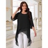 INSPIRE CHIC Women's High Low Hem Scoop Neck Asymmetrical 3/4 Sleeve Summer Top - 4 of 4