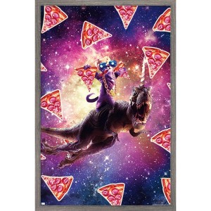 Trends International James Booker - Thug Space Cat On Dinosaur Unicorn Framed Wall Poster Prints - 1 of 4