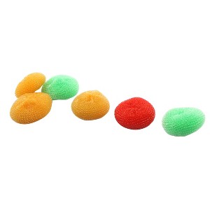 Unique Bargains Plastic Scrubber Mesh Kitchen Scouring Pads Multicolor 3" x 1.4" 6 Pcs - 1 of 3