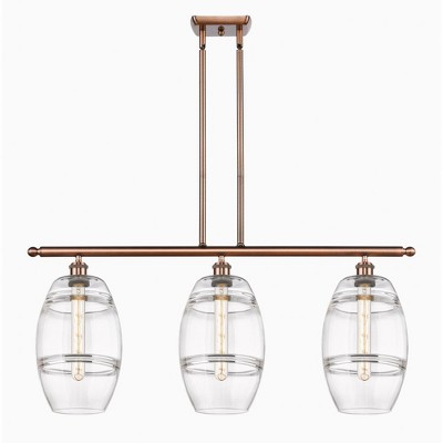 Vaz - 3 Light Stem Hung Island In Industrial Style-10.38 Inches Tall and 36 Inches Wide