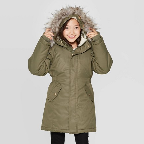 Girls clearance green parka