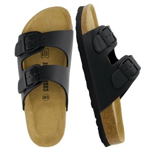 CUSHIONAIRE Lane Cork Footbed Sandals for Women –Comfortable Double Buckle Slip-On with Genuine Suede Footbed & Arch Support Slides for Women Footwear - 1 of 4