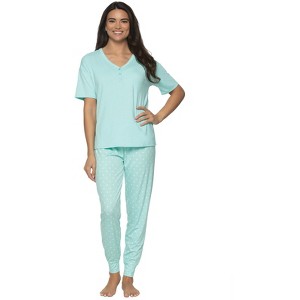 Jessie Jersey Knit Lounge Set | Felina | Henley & Jogger Lounge Set - 1 of 3