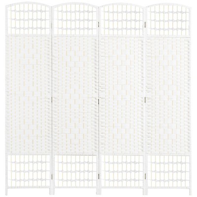 NicBex Room Divider Folding Woven Privacy Screen with Wood Legs Partition for Home & Office