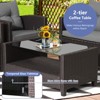 Tangkula Set Of 4 Outdoor Rattan Furniture Set PE Rattan Wicker Sectional Sofa with Loveseat Chair & Glass Table Patio Cushioned Conversation Sets - 2 of 4
