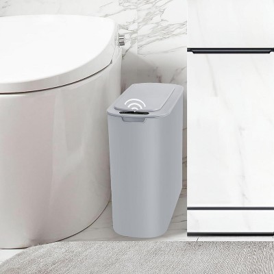 Automatic Motion Sensor Bathroom Trash Can with Lid, 2.6 Gallon Touchless Trash Bin, Smart Garbage Can